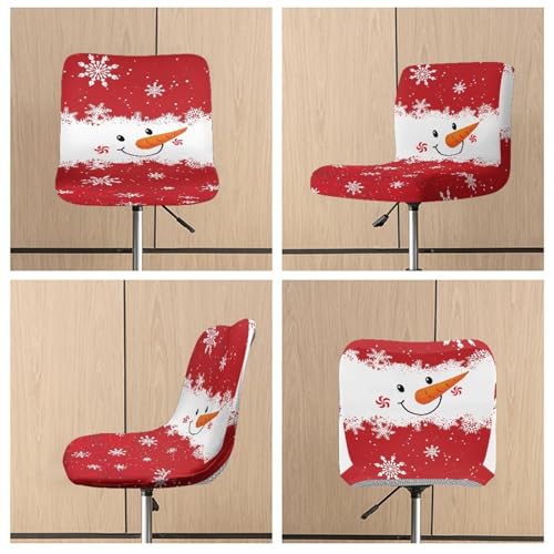 Image of Bar Stool Covers with Backs Christmas Smiley Snowmen Dust Proof Bar Stool Chair Covers Xmas Dining Room Barstool Chair Seat Set of 2
