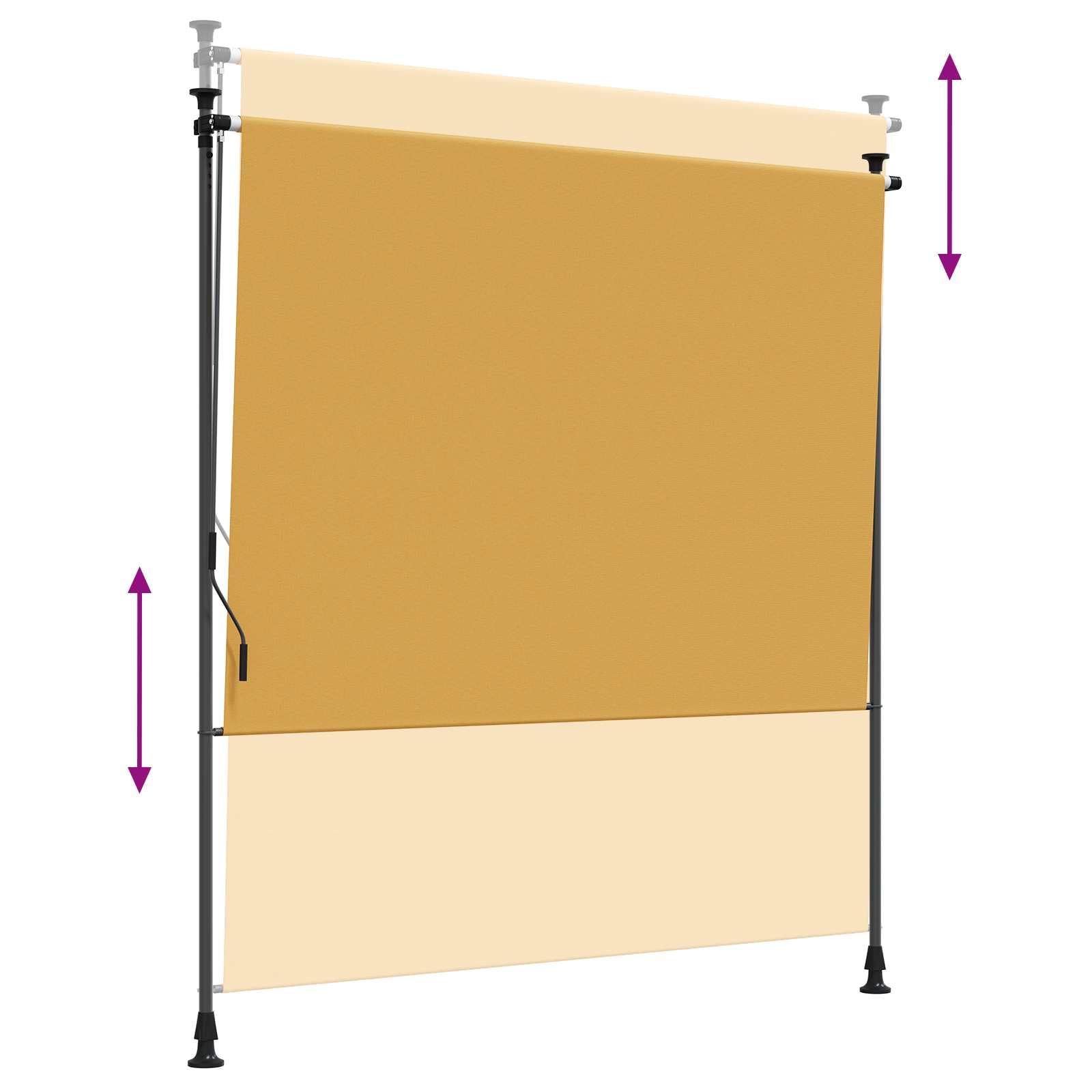 Estor exterior de color arena, 150 x 270 cm, protección solar, toldo lateral, resistente al agua, tela de poliéster, protección UV, resistente a la intemperie, sombreado ajustable, para