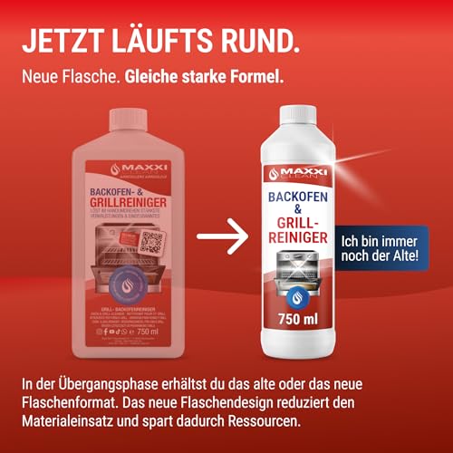 Maxxi Clean 1 x 750 ml + Pinsel I Backofen und Grillreiniger Gel Paste I extrastarker selbstarbeitender Fettlöser I entfernt Verkrustungen ohne Schrubben I Backofen Herdplatte Grill I Made in Germany 2