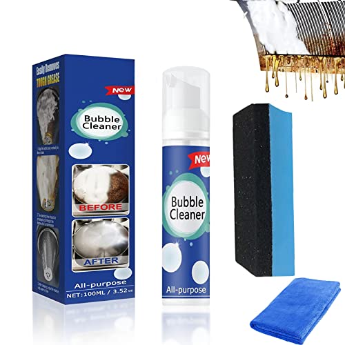 Gienslru 2023 New Beedac Bubble Cleaner Beedac Foam Cleaner All-purpose Rinse-Cleaning Spray Remove Oil Stain Foaming Heavy Oil Stain Cleaner for Range Hood Oven Pots Grill Sink (1Pcs 100ML)