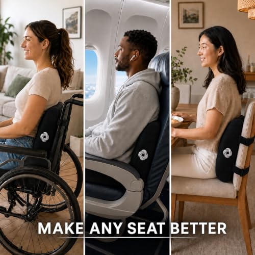 Image of Samsonite Lumbar Support Pillow for Office Chair, Lower Back Support for Car, Back Pillow Desk Chair Cushion with Memory Foam, Improved Posture Backrest