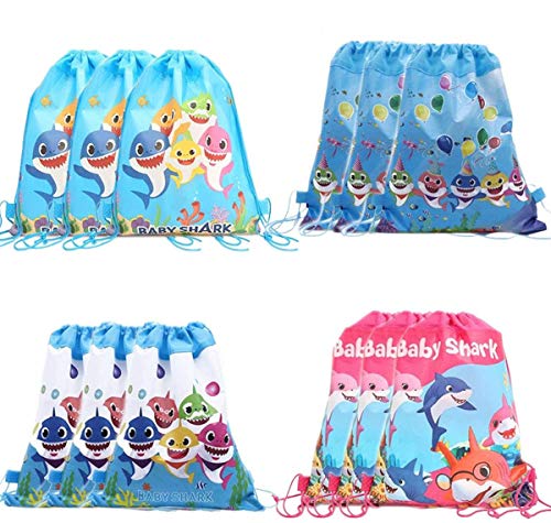 Clerfy Acc 12 pcs Mochilas Tiburón Joven  Bolsas con Cordón Party Tela no Tejida Escolar