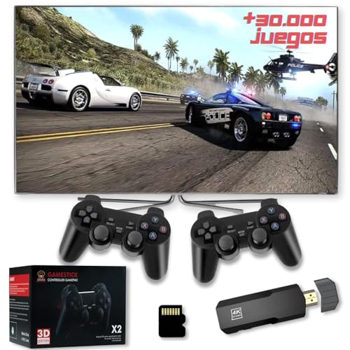 Consola Retro Arcade con 30.000 Juegos y 128 GB - Game Stick: PS1, PSP, NeoG,GBA,N64,SuperN, MegaD,etc - Videoconsola Retro Game Console - 2 Mandos Inalambricos 2 Jugadores - HDMI Compatible 4K