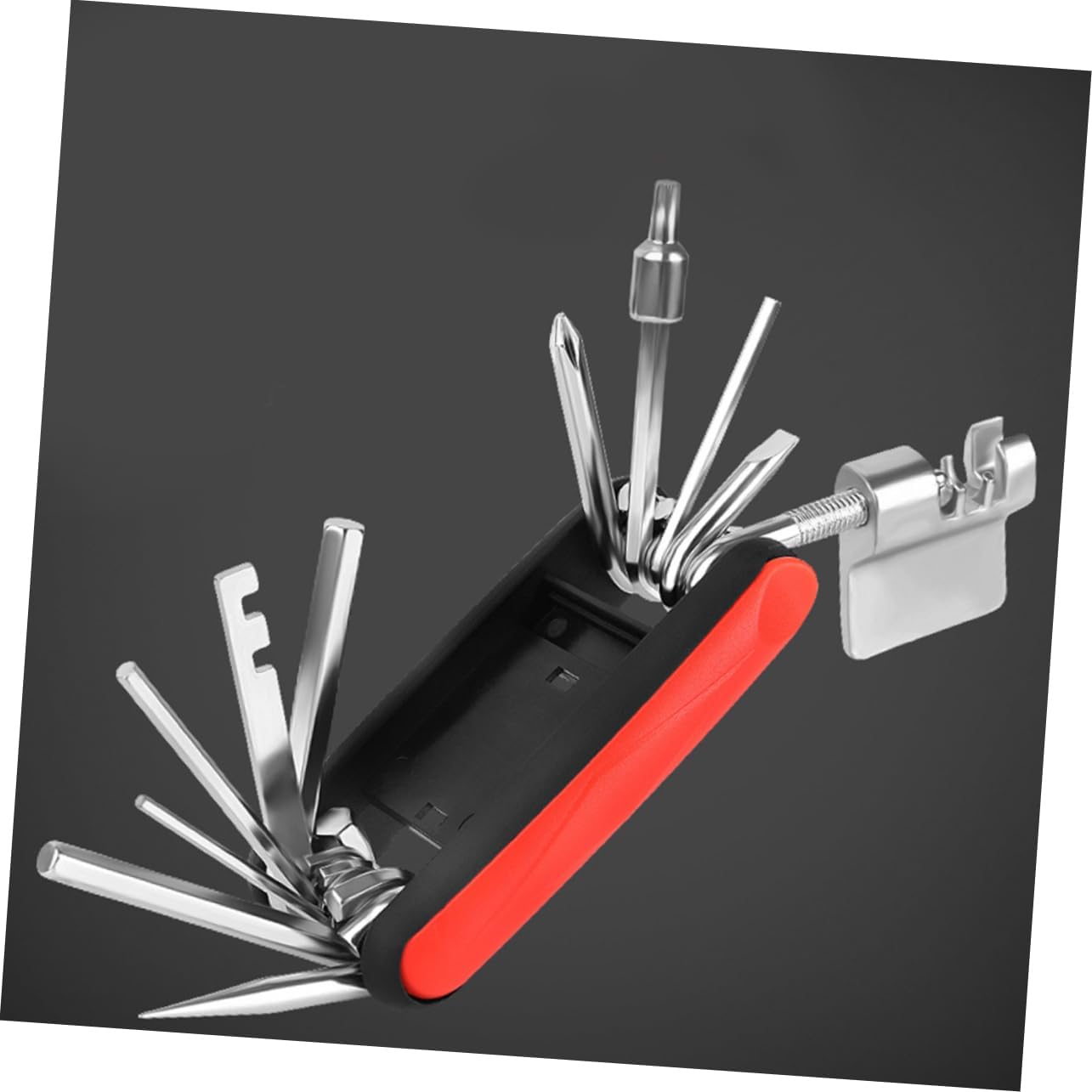 Balacoo 1Set Multi Function Bicycle Repair Tool with Cycling Screwdriver Chain Cutter Tire Pry Bar and Wrench Essential Kit for Mountain and Road Bike Maintenance Red