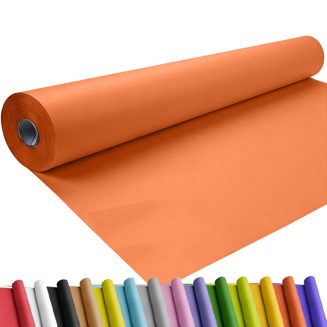SMART&amp;CASUAL 24" x 1,500" (125') OrangeRed Kraft Craft Paper Roll for Gift Wrapping Bulletin Board Bouquet Flower Art Packing Parcel Table Covering 80GSM 55LB (OrangeRed, 24" x 125')