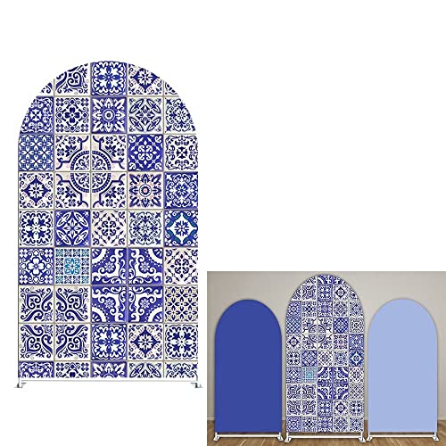 ittsmnt Arch Backdrop Cover Patchwork Tile Arched Stand Covers Stretchy Photography Background for Birthday Banquet Porcelain Parties Decor Banner
