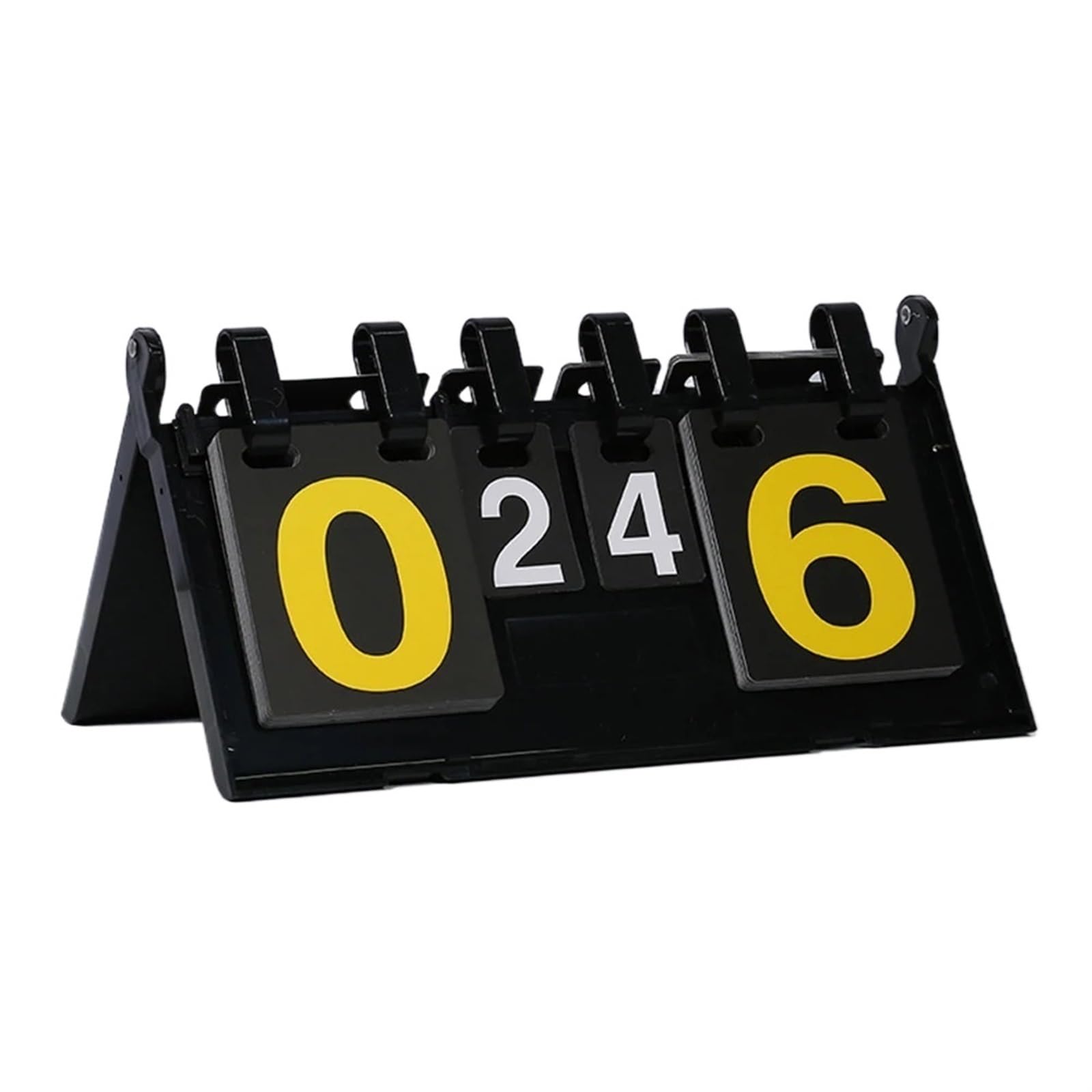 Tabellone segnapunti a 6 cifre Flip Scoreboard da tavolo Turn Over The Cards Calcio Flip Scoreboard per Pallacanestro Ping Pong Base Triangolare Design 1pz