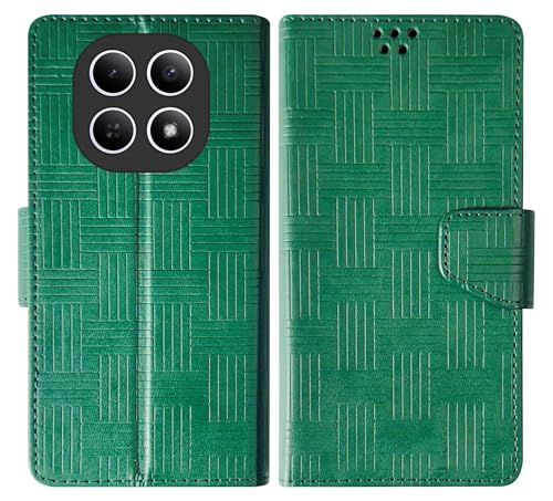 Image of SBMS Flip Cover for Redmi Note 15 5G Poco M8 5G Back Cover Case with Magnatic Closure | Genuine Leather Finish | Inbuilt Stand | Card & Money Pocket | Wallet Style Flip Back Case Cover (Mat Green)