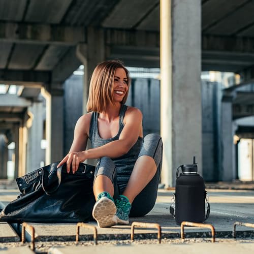 Image of Coolflask Water Bottle Holder for 64oz Flask, Half Gallon Water Jug Accessories Carrying Pouch with Adjustable Padded Shoulder Strap