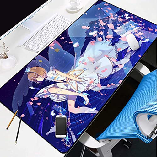 Tapis de souris gamer 800x300 XXL bleu tapis de bureau anime anti-glissant