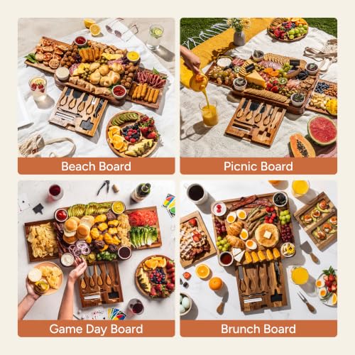 Image of SMIRLY Charcuterie Boards Set, Large Cheese Board Set, Acacia