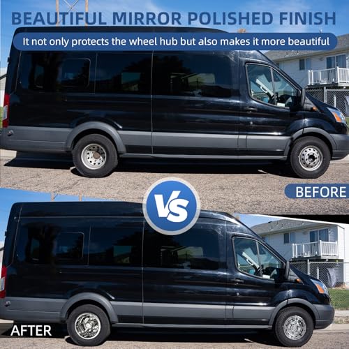Image of 16 Wheel Simulators,6 Lug 12Vent Holes Stainless Steel Wheel Cover,Polished Surface,Snap On Wheel Hub Caps Compatible with 2015-2025 Transit T-350 HD