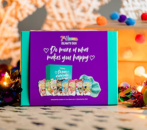 7th Heaven Face Mask Beauty Box Skincare Set - 8 x Face Masks & Soft Cleansing Face Cloth - 6 Variety Peel Off Face Masks, Dead Sea Mud Mask & Strawberry Cream Hydrating Mask - Gift Set with Box - Image 6