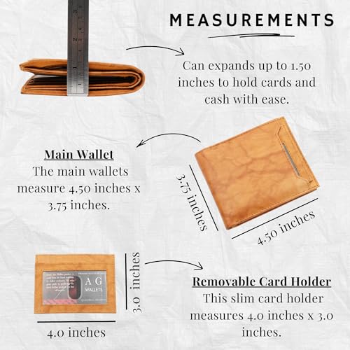 Image of AG Wallets Leather Wallet for Men - Sliding 2-in-1 Bifold Wallet with Removable Card Holder & RFID Protection - Premium Travel Wallet - Versatile & Functional Design - Tan