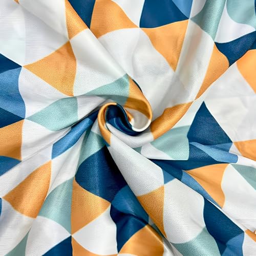 Image of Set of 6 Stretchable Dining Chair Covers, Universal Fit Washable Seat Slipcovers for Dining Room & Home Decor (Blue Triangle)
