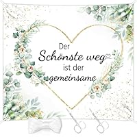 Hochzeitsherz zum Ausschneiden, Bettlaken Hochzeit Ausschneiden 180x200cm, Hochzeitsdeko, Herz zum Ausschneiden Hochzeit, Hochzeitsspiele, Standesamt Deko, Hochzeitsdeko Geschenk mit 2 Scheren