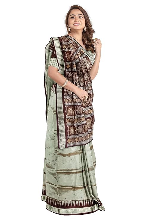 Image of Handmade Pure Bomkai Silk Saree Khandua Natural Silk Ikkat Saree For Women /Ethnic Wear /Traditonal Saree /Handloom Saree With Regular Fit Blouse Piece