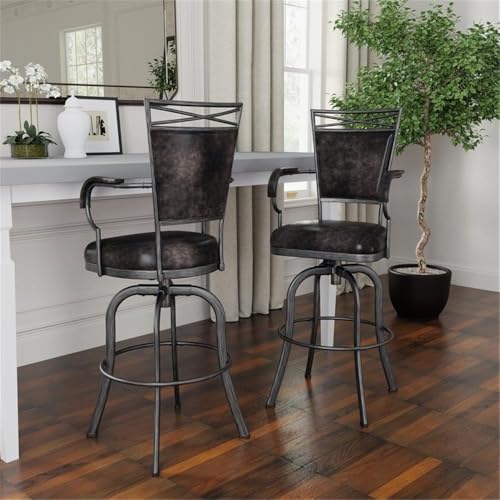 Hillsdale-Bridgetown-Metal-Bar-Height-Swivel-Stool-Pewter Hillsdale Bridgetown Metal Bar Height Swivel Stool Pewter