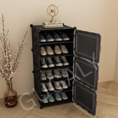 Image of 6 Layer Plastic Shoe Rack for Home 6 Layer with Cover Shoe Rack with Door | Multi Layer Shoe Organizer Stand | Space Saving Footwear Storage Cabinet for Bedroom Entryway.