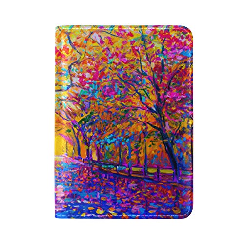 My Daily Capa protetora de couro para passaporte colorida de árvore de outono