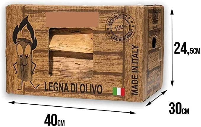 50 Kg Legna da Ardere di Ulivo Olivo per Camino in Cartoni da 10 kg, ideali per Barbecue, Forni e Stufe a Legna, Combustibile Riscaldamento Casa