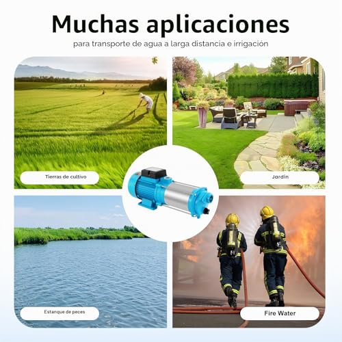 Bomba centrífuga autocebante de 1,8 CV en acero inoxidable para riego de estanques 7
