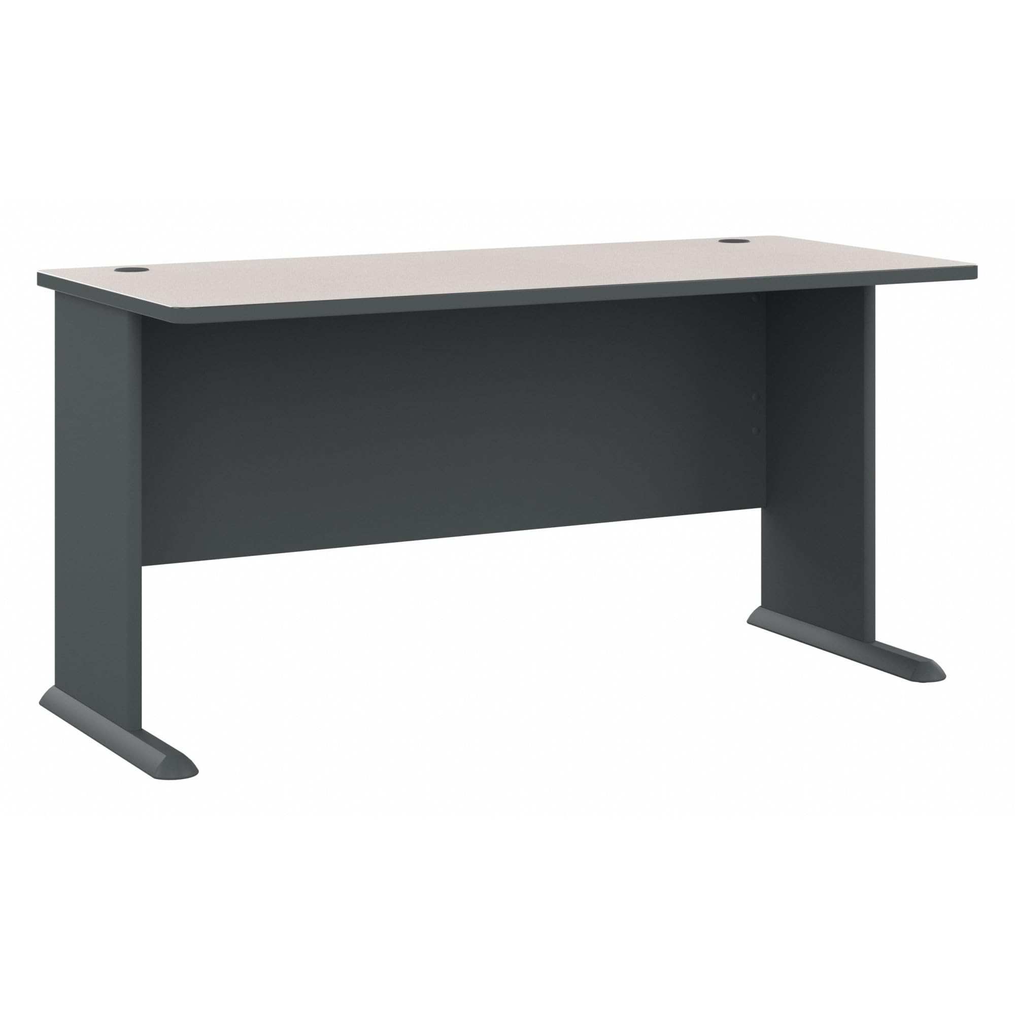 Bush Business Furniture Series A 60W Computer Desk in White Spectrum and Slate, Large Office Table for Home or Professional Workspace