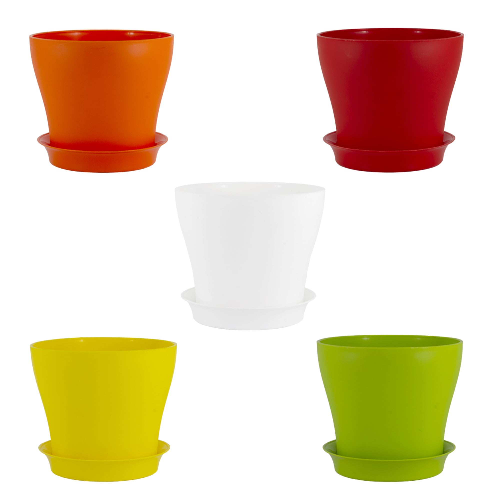 Amazon Brand - Umi Plastic Indoor & Outdoor Wow Pot with Bottom Tray | Flower Pot for Home Planter | Plant Container for Home| Office| Garden Decor - Color : Multi-2, Size : 5.5In (13.97cm) - Set of 5 (B0CZJ37KZJ) Amazon Price History, Amazon Price Tracker