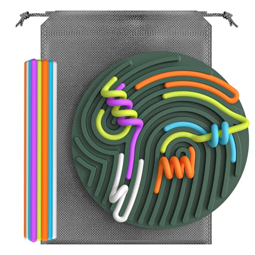 KEEPAQ Silicone Sensory Activity Board, Fine Motor Skills Sensory Board with Strings Montessori Fidget Toys for Kids, Stress Anxiety Relief Silent Toys for Autism ADHD Teenagers Adults, Play Therapy