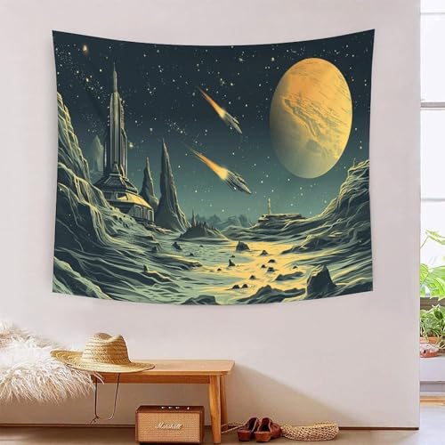 Tapisserie murale planets 3d effet pour cacher un mur abime et relooker un salon rapidement