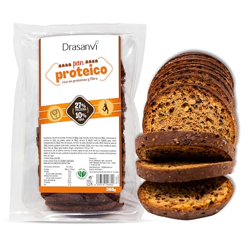 DRASANVI Pan Proteico Bajo en Carbohidratos|27% de proteínas y alto Contenido en fibra | ideal para dieta low carb y keto | Bajo en Azúcares y Calorías | Con Semillas de girasol y linaza | 365 gr
