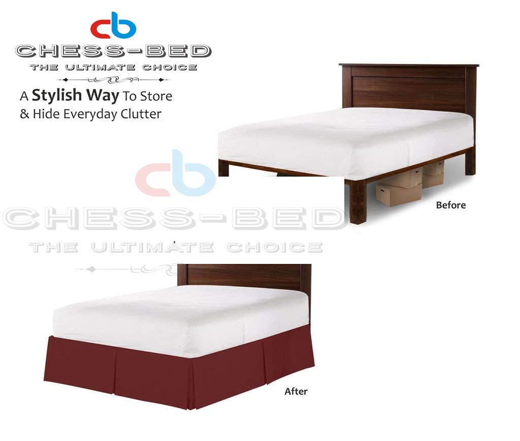 CHESS BED 100% Natural Egyptian Cotton 600 Thread Count Silky Soft Comfortable 60X75 Inch Short Queen Size Split Corner Bed Skirt Purple Solid 16