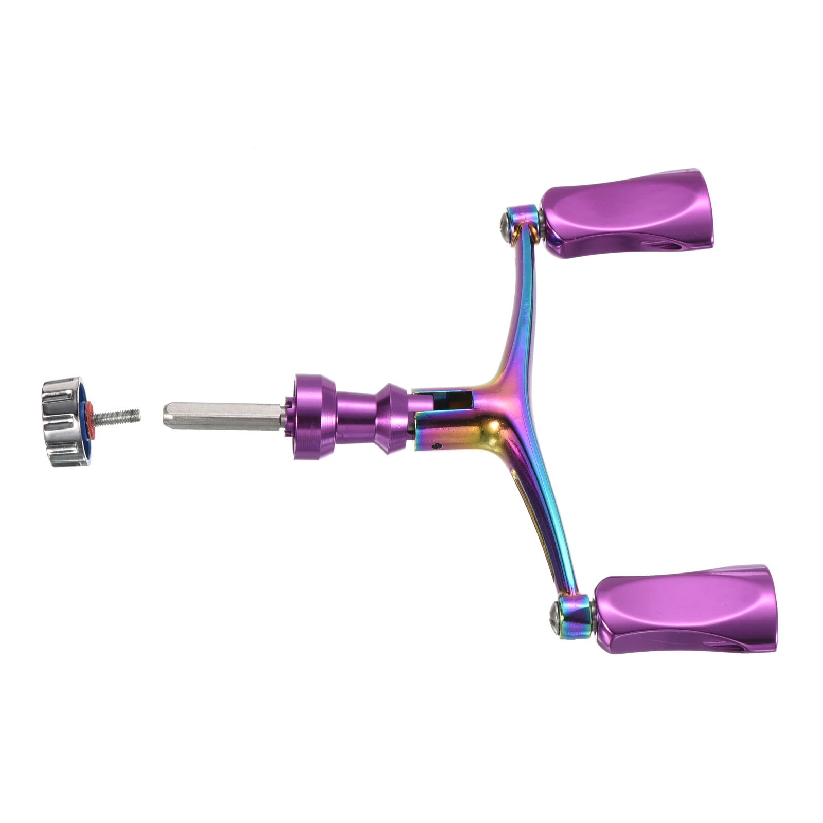 PATIKIL Pesca Carrete Mango Reemplazo, Aluminio Potencia Mango Doble Perilla Agarre para Balancín Brazo Accesorio, Colorido