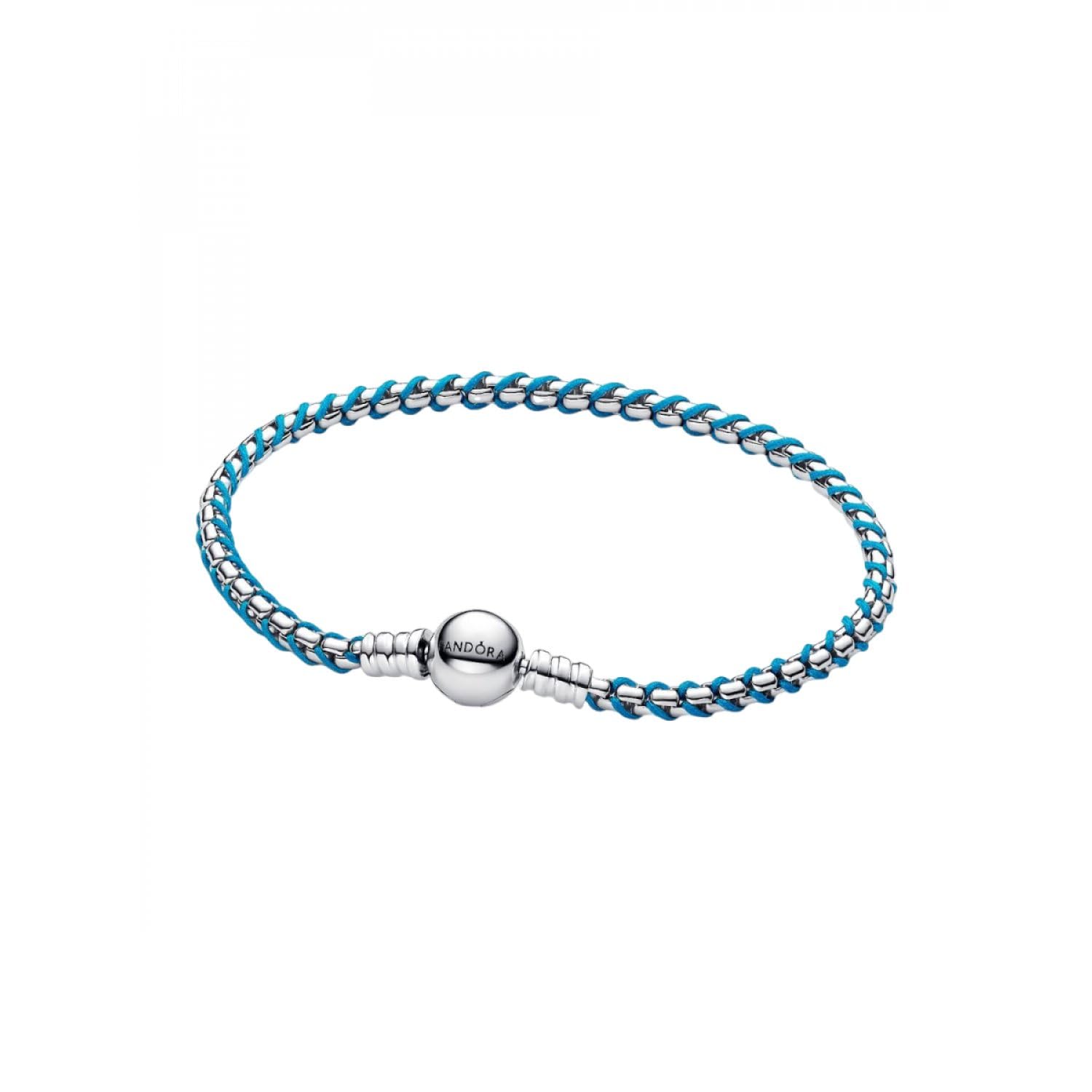 PANDORA Damen-Silberarmband Veneziakette Türkis 593816C01