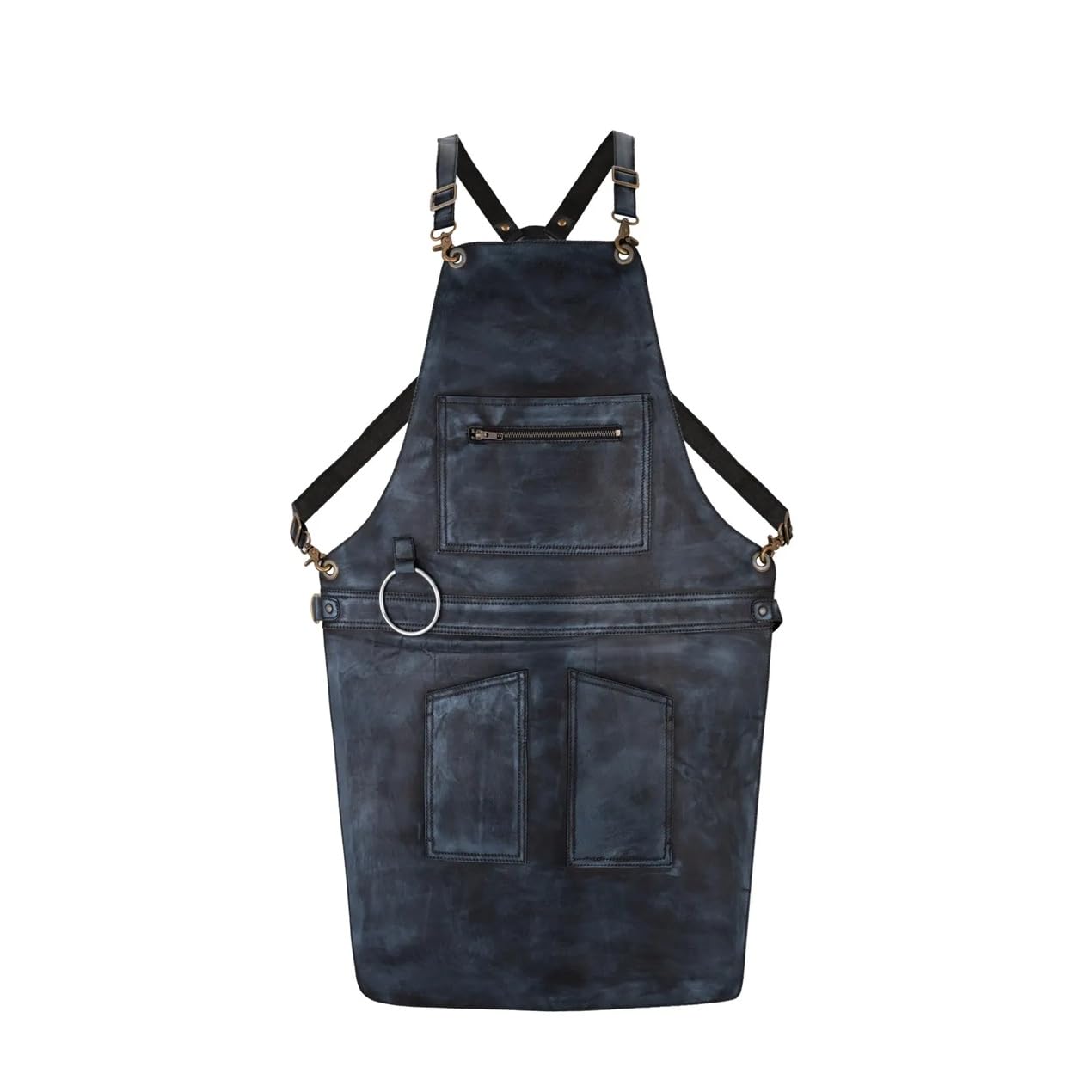 Leathershire Black Waxed Full Grain Leather Apron With Zip Butcher, Cook, Bbq Grill, Chef, Woodwork, Apron (Black Waxed)