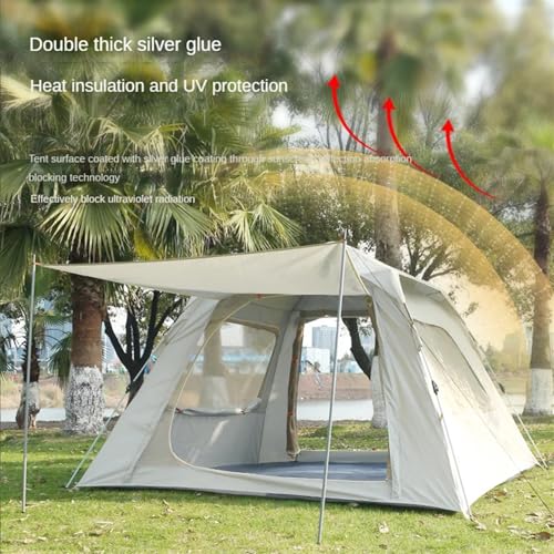 Carpa camping automática para 5-8 personas beige azul miniatura 2