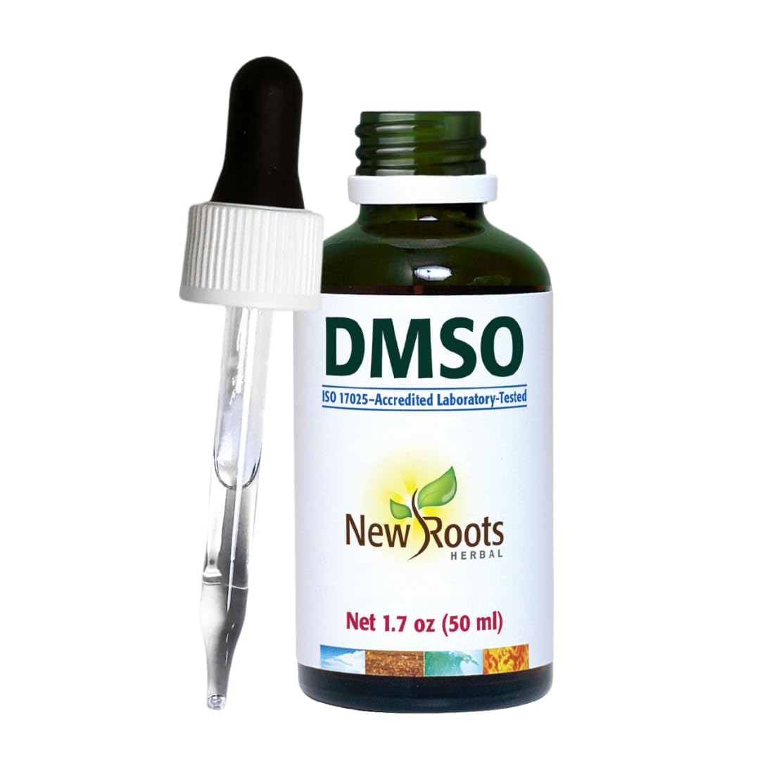 DMSO Liquid 99.9 with dropper (1.7 oz) Powerful Dimethyl Sulfoxide (50ml)| DMSO Drops Low Odor | DMSO glass bottle with Pipette, Fast-drying formula | NEW ROOTS HERBAL