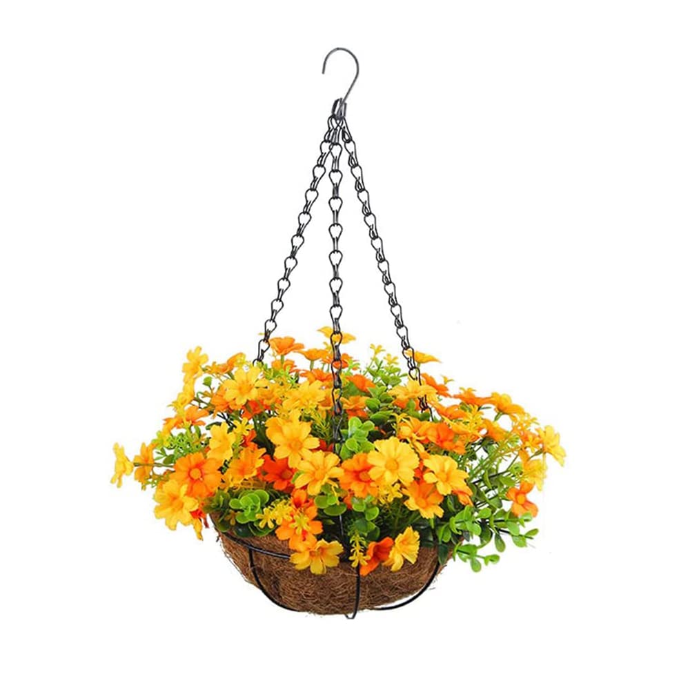 Ysinobear E Artificial Hanging Basket With Flowers,Flower Basket,Artificial Hanging Flowers In Basket, Silk Chain Hanging Basket,Fak Hanging Plants For Hom Outdoors Garden Patio Porch (E)