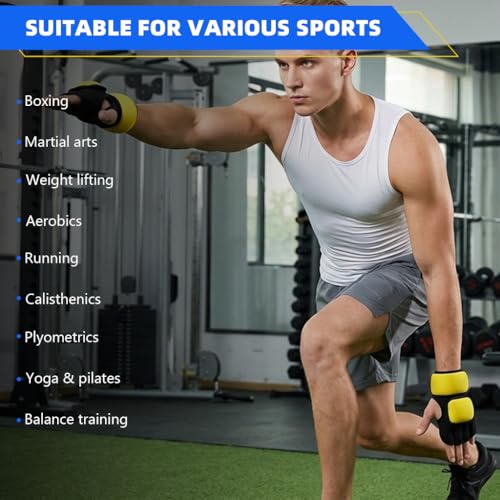 Image of Proberos Gym Gloves, 1KG Each Weighted Gloves, Finger Sleeve Bands Design with Adjustable Wrist Strap, Men and Women, Beginners Strength Training Hand Weights (1KG Each)