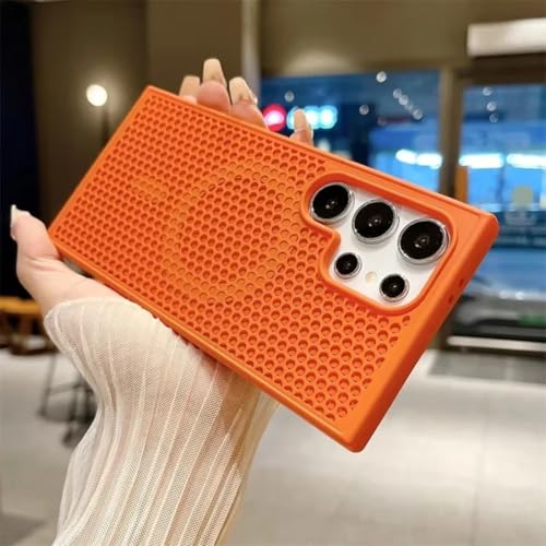 Coque Samsung S24 magnétique protection chaleur étui respirant orange