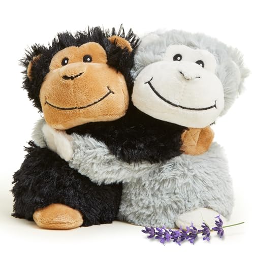 Image of warmies Hugs Duo, Microwavable & Weighted Stuffed Animals, Monkey - Heated Stuffed Animal Plushie for Warmth & Comfort - Cute Soft Plush Toys for Adults & Children (Boys, Girls, Babies & Toddlers)