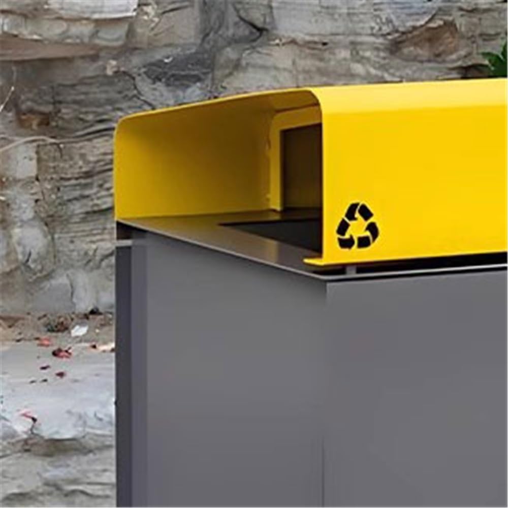 Papelera de Reciclaje Cubo de Basura de Metal for Calle al Aire Libre, Caja Doble