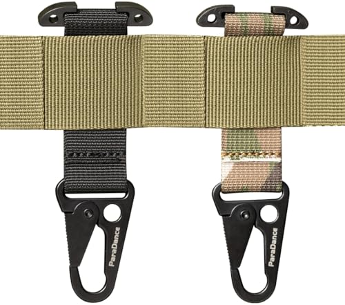 ParaDance Acessórios táticos MOLLE Clip T-Mount Clash Hook, clipes de luva Suporte de chave MOLLE com mosquetão pendurado, para cinto de serviço de transporte de placa mochila de cinto de batalha