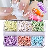 Nail Charms,3D Flower Nail Charms,3DNail Flowers with Gold Silver Caviar Pearls for Acrylic Nails DIY Jewelry Nail Design Accessories Women Nail Art Decorative Supplies