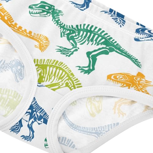 Wusikd Dinosaurs Skeletons Girls' Underwear Cotton Blue Green Orange Yellow Girls Briefs Soft Toddler Underwear 2T4
