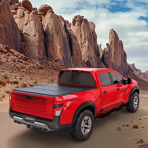 Image of MOSTPLUS 5FT Tri-Fold Hard Truck Bed Tonneau Cover On Top Compatible for 2005-2025 2026 Nissan Frontier 3 Fold Aluminum Bed Cover 60Inch