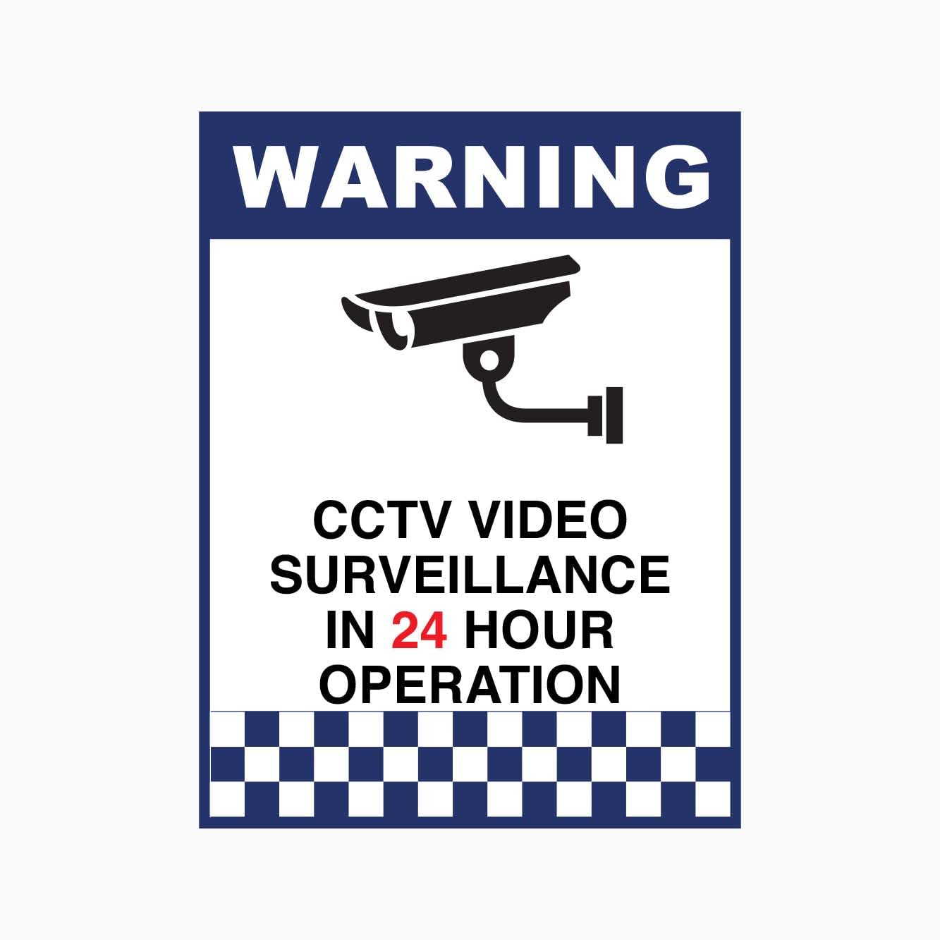 WARNING CCTV SURVEILLANCE IN 24 HOUR OPERATION Sign, 12x8 Metal Tin Sign, 24-hour CCTV surveillance.