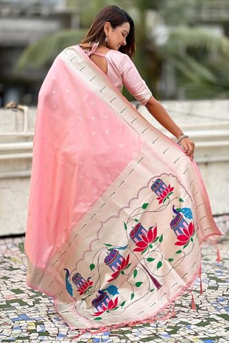 Image of SGF11 Women's Paithani Soft Lichi Silk Kanjivaram Sarees With Blouse Piece