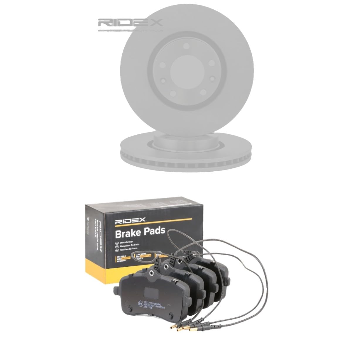 RIDEX 3405B2615 Juego para eje Kit de discos de freno y pastillas Delantero sin tornillos Compatible con PEUGEOT 407 SW 6E, 6D