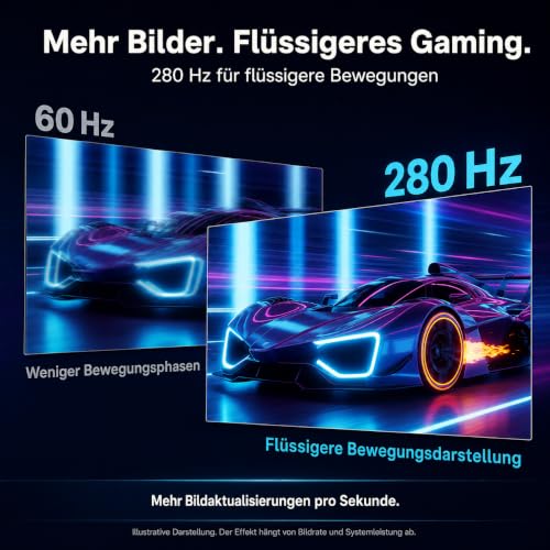 ZZA 27 Zoll Curved Gaming Monitor, 280Hz FHD PC-Monitor, 1800R 120% sRGB – Ansicht 4